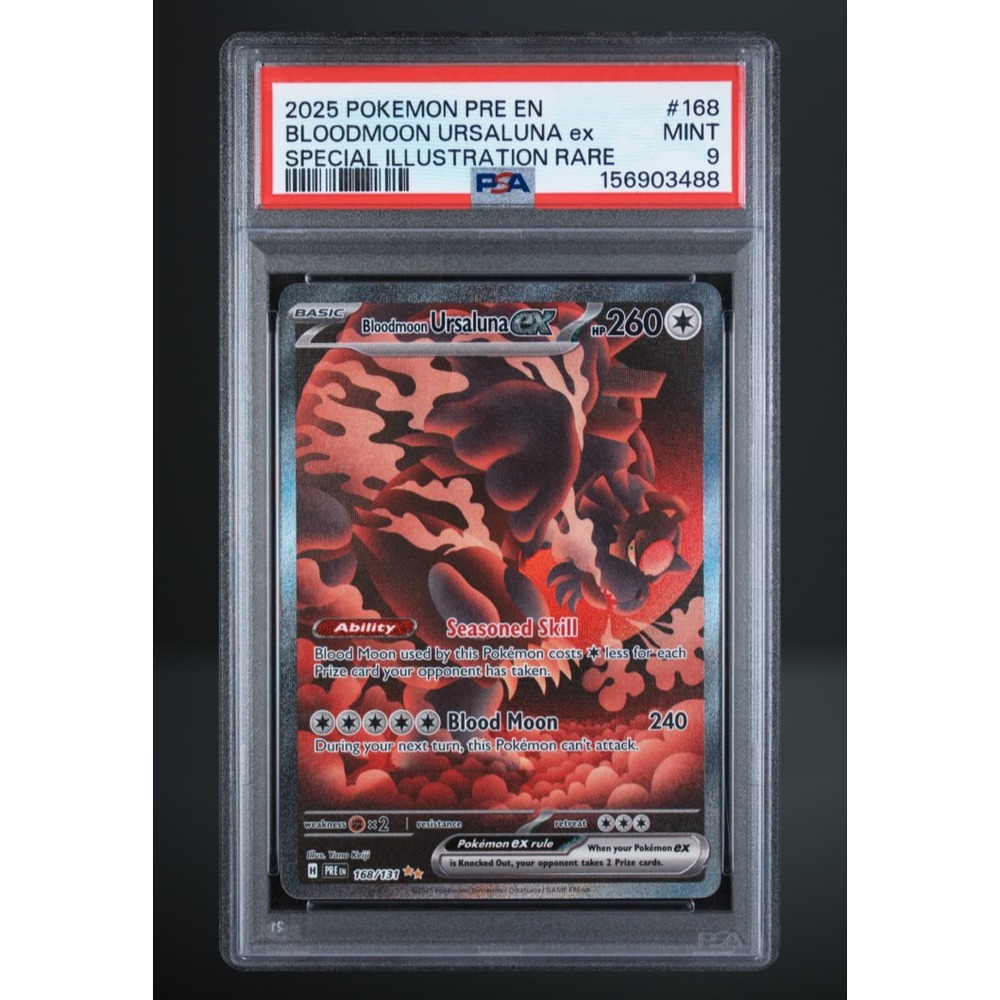 2025 Bloodmoon Ursaluna ex 168 Prismatic Evolutions SIR PSA 9 US